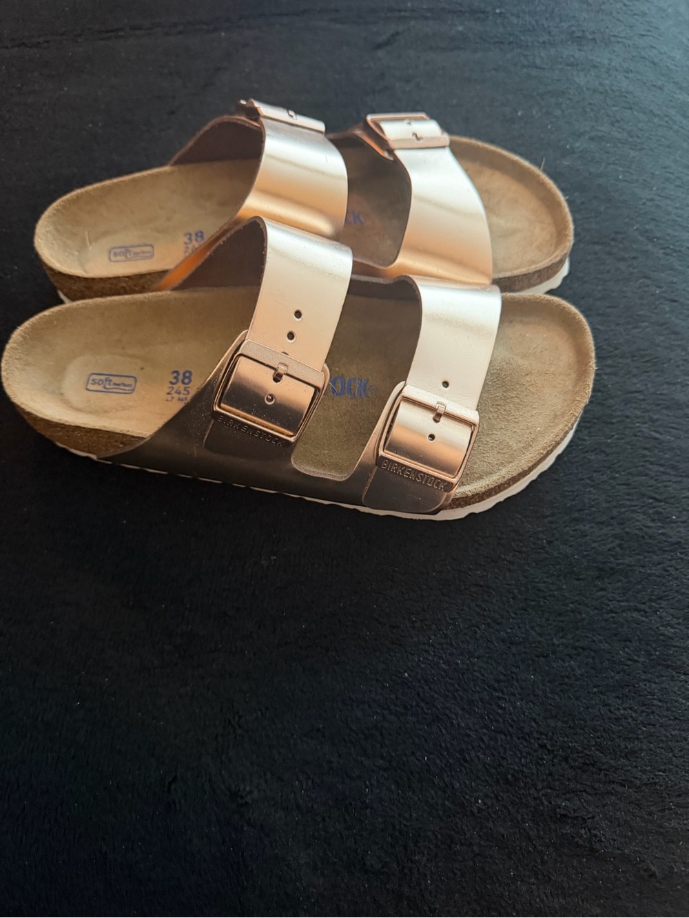 Birkenstock Double Buckle Sandals in Metallic Rose - Picture 2 of 6